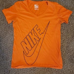 Womens Orange V-Neck Nike T-Shirt